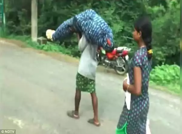 See why this Indian man was forced to carry wife